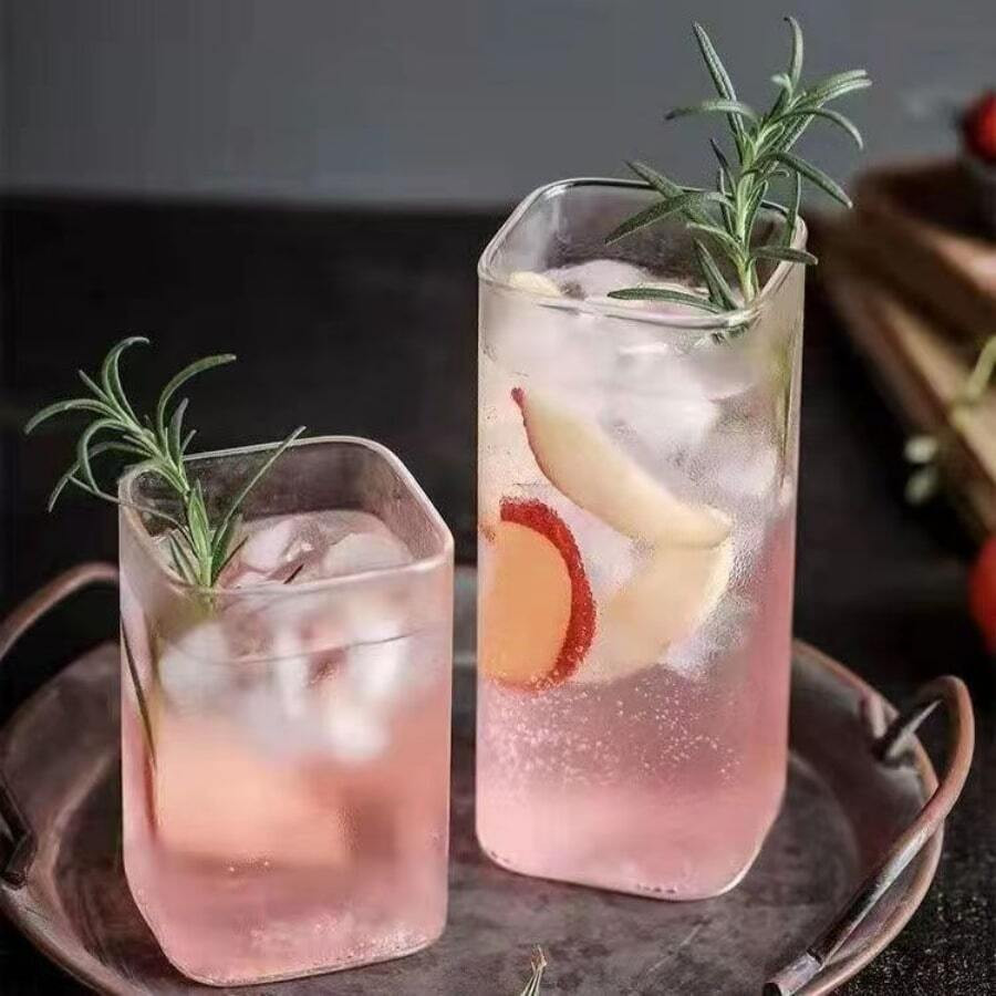 One Piece High Borosilicate Glass Simple Square Milk Tea And Cold Drink Cup, Suitable For Restaur... | SHEIN