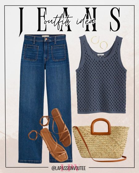 Step into summer with Madewell’s wide leg full-length jeans and a breezy sweater tank top. Complete the look with chic small hoop earrings, a straw crossbody bag, and stylish lace-up sandals. This outfit combines comfort and elegance, perfect for sun-soaked adventures and casual get-togethers.

#LTKSeasonal #LTKStyleTip