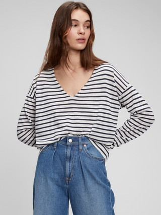 Linen Blend Lightweight V-Neck Sweater | Gap (US)