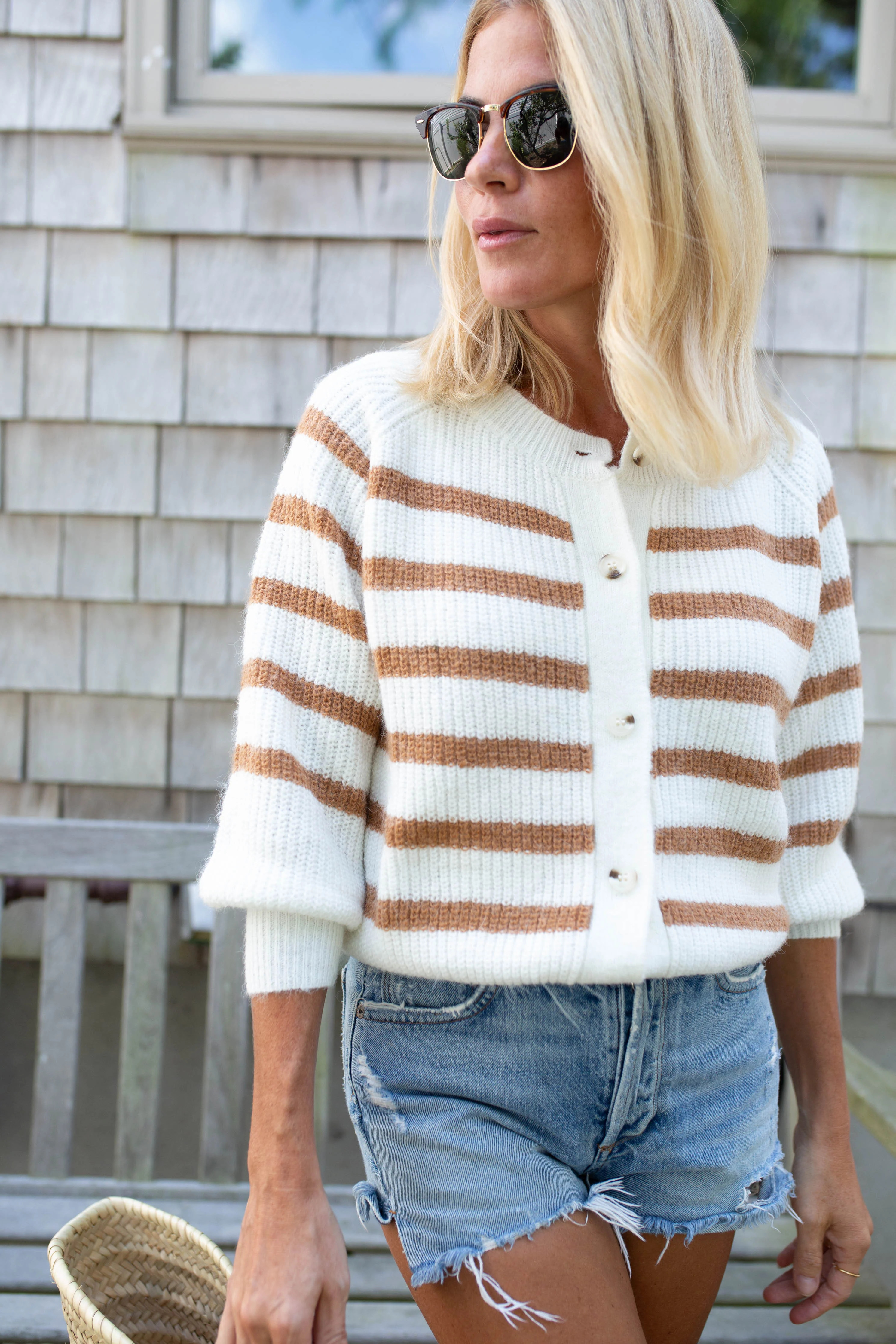 Sailor Stripe Flax Cardigan | Marea
