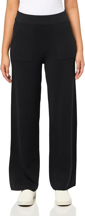The Drop Women's Cynthia Cotton Blend Wide Leg Sweater Pant, Black, S | Amazon (US)