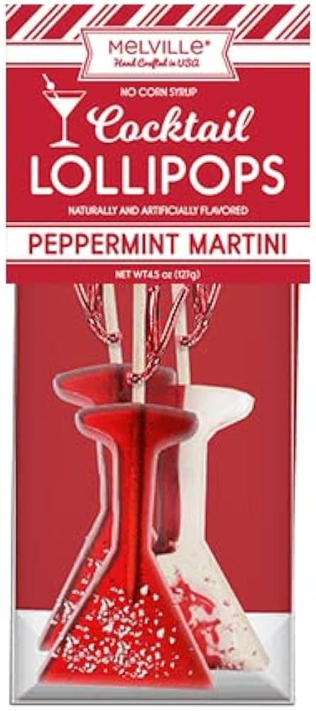 Melville Candy Mini Cocktail Peppermint Martini Hard Candy Lollipops - 3 Count Pack | Amazon (US)