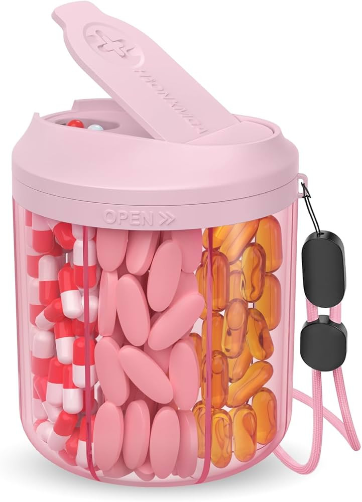 Pill Dispenser with 7 Large Compartments, Pill Bottle Organizer for Travel, Supplement Organizer ... | Amazon (US)