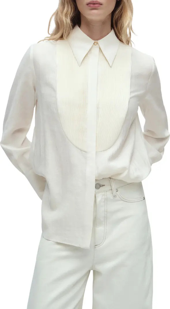 Shelby Pleated Contrast Panel Button-Up Shirt | Nordstrom