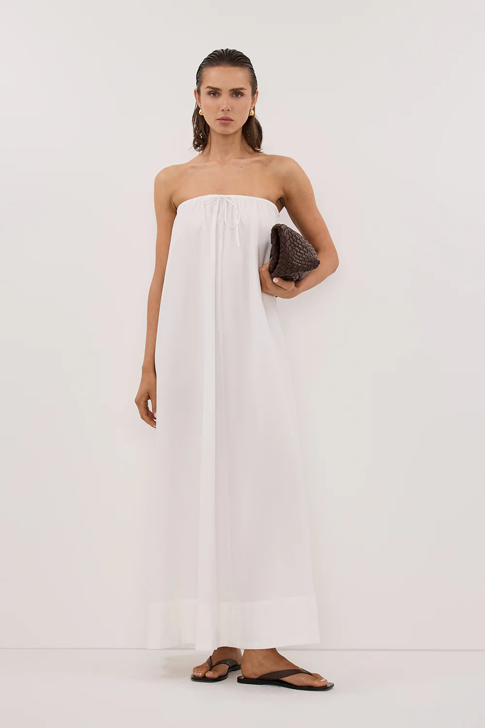 SOMMER WHITE STRAPLESS POPLIN DRESS | DISSH