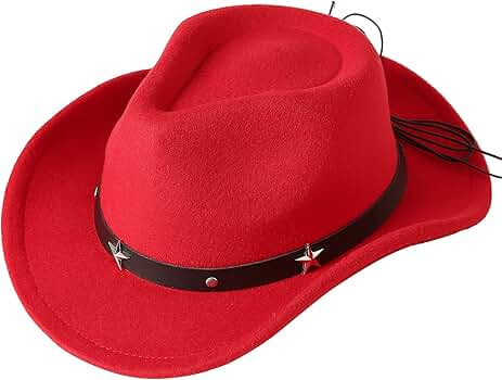 Jastore Kids Girls Boys Western Cowboy Cowgirl Hat with Buckle Belt Felt Fedora Hat | Amazon (US)