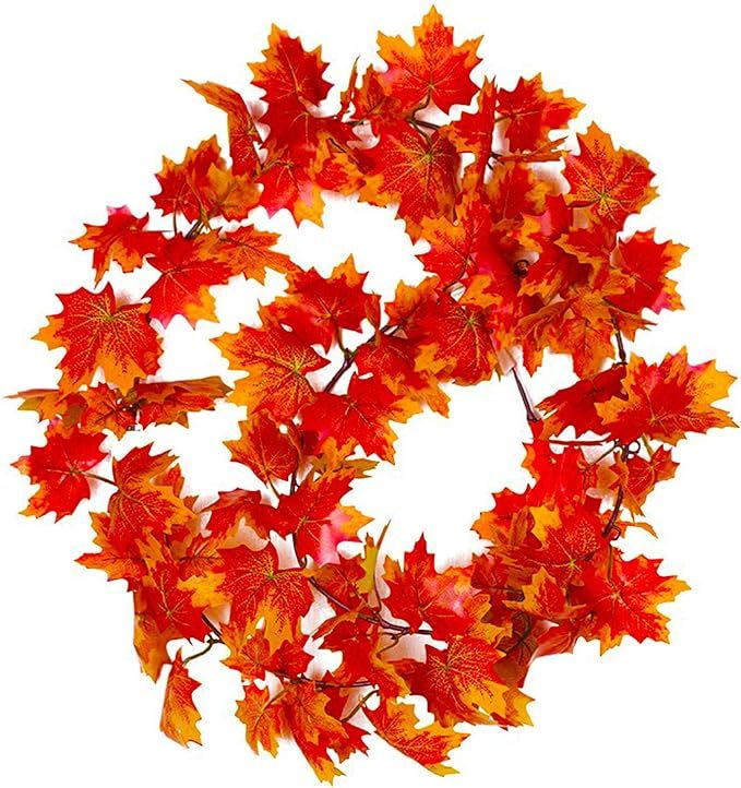 Coobbar 5 Pack Artificial Maple Leaf Garlands,7.9 ft/Piece Autumn Hanging Fall Leave Vines for In... | Amazon (US)