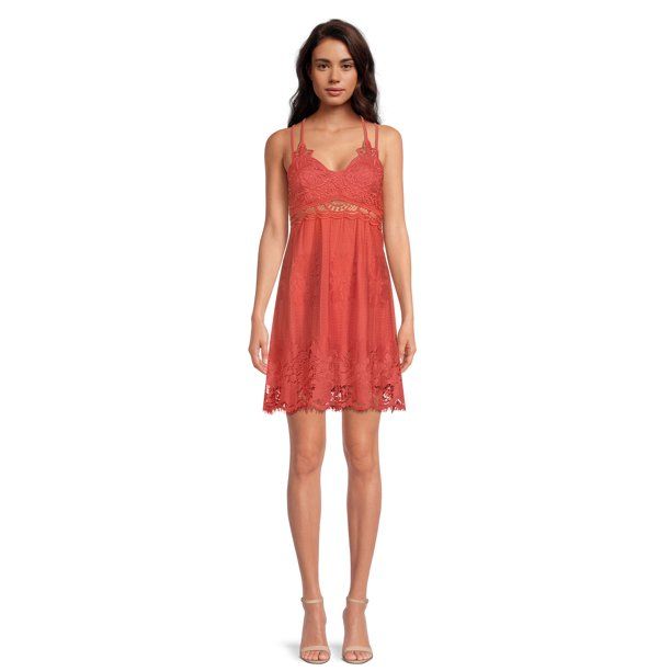 No Boundaries Juniors Sleeveless Lace Mini Dress | Walmart (US)