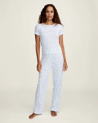 Women's Pointelle Pant in Blue Floral XL | Petite Plume