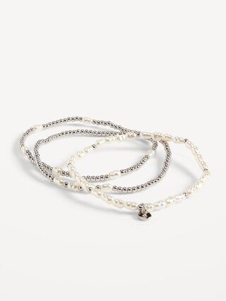 Silver-Toned Beaded Stretch Bracelet 3-Pack for Women | Old Navy (US)