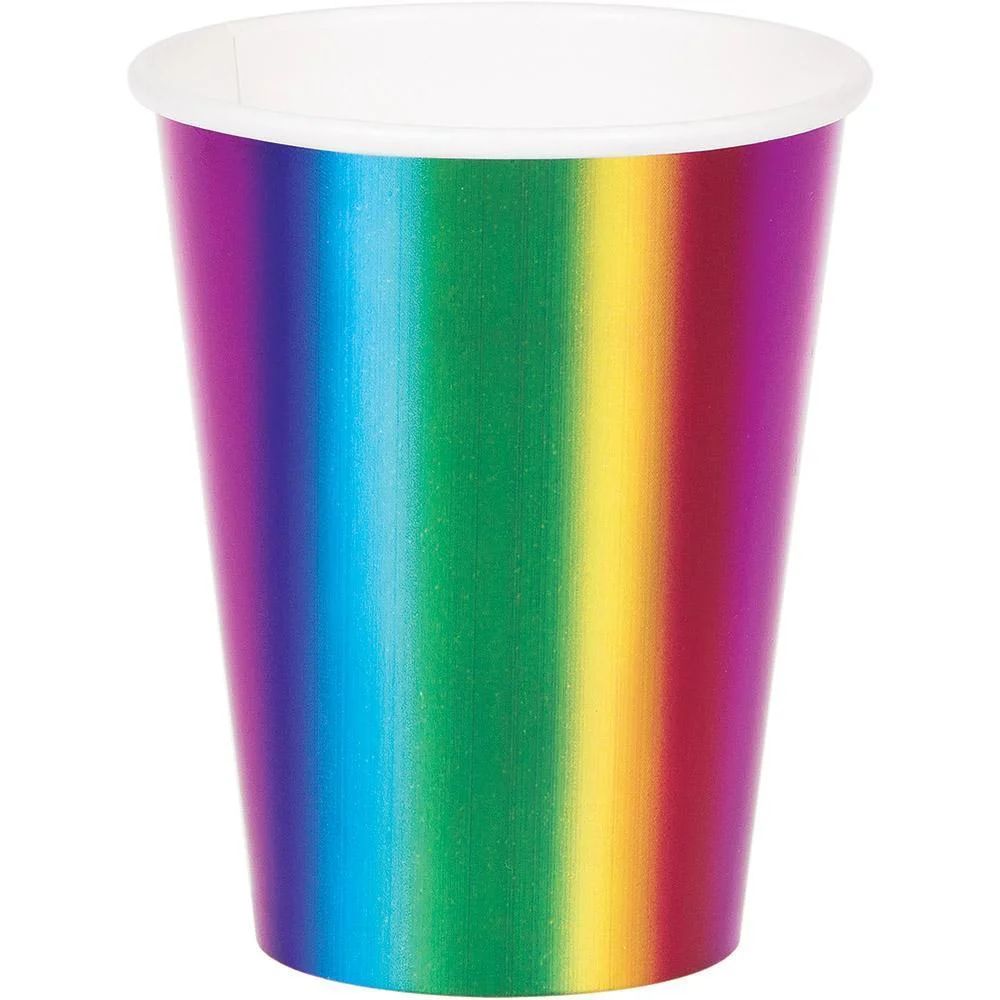 Creative Converting Rainbow Foil Hot/Cold Paper Cups 9 Oz., Rainbow Foil, 8 ct | Walmart (US)