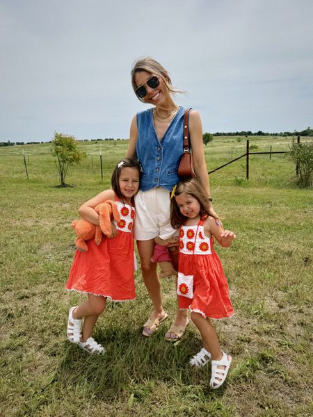 Abercrombie vest and Abercrombie tailored shorts size 25 use code AFshorts for an extra 15% off the 25% off sale ending today! The girls dresses are from TJ Maxx! @tjmaxx @abercrombie 

#LTKFamily #LTKKids #LTKSaleAlert
