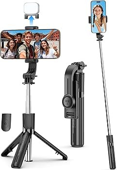 Mini Selfie Stick Travel Tripod for Cell Phone with Light, Extendable Selfie Stick for iPhone wit... | Amazon (US)
