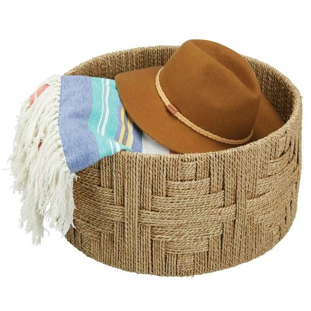 mDesign Large Round Woven Braided Seagrass Rope Home Storage Basket - for Organizing Closet, Bedr... | Walmart (US)