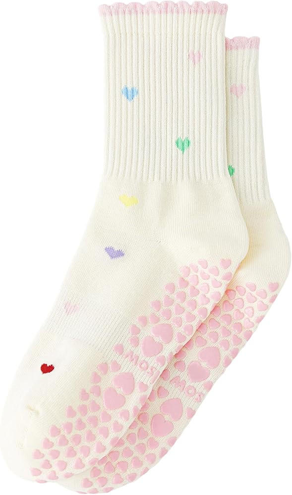 Yawlsow Pilates Grip Socks for Women Yoga Grippy Socks Cute Barre Non Skid Athletic Crew Sticky S... | Amazon (US)