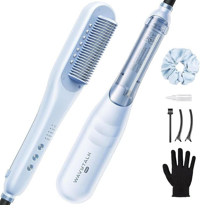 Wavytalk Pro Steam Hair Straightener Brush, Steamline Pro 3 in 1 Straightening Brush, Steam Reduc... | Amazon (US)