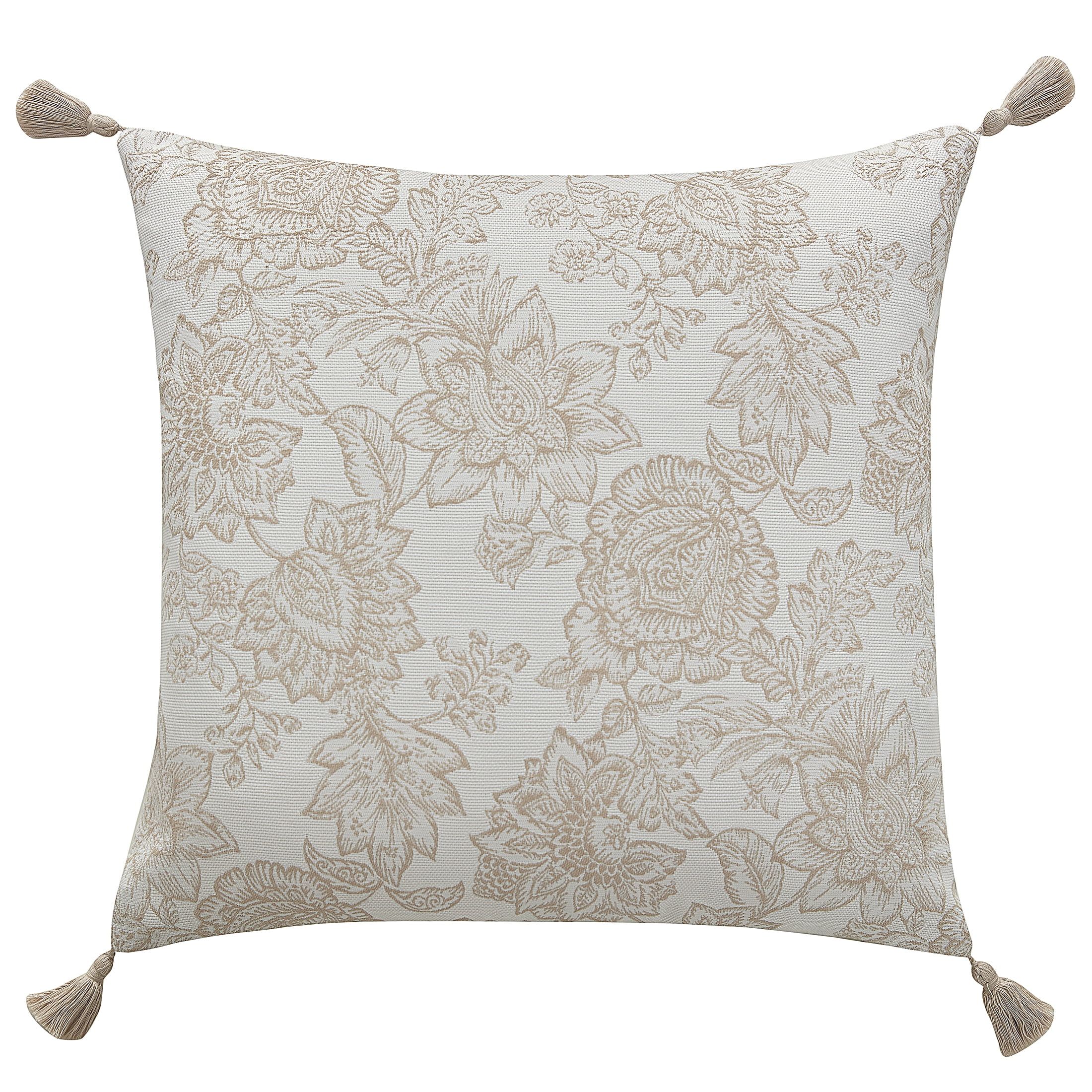 My Texas House Eloise Jacquard Floral Reversible Decorative Pillow Cover, 18" x 18", Taupe - Walm... | Walmart (US)