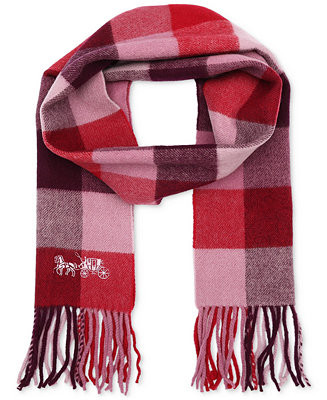 COACHWomen's Wool Checkered Fringe-Trim Scarf | Macy's