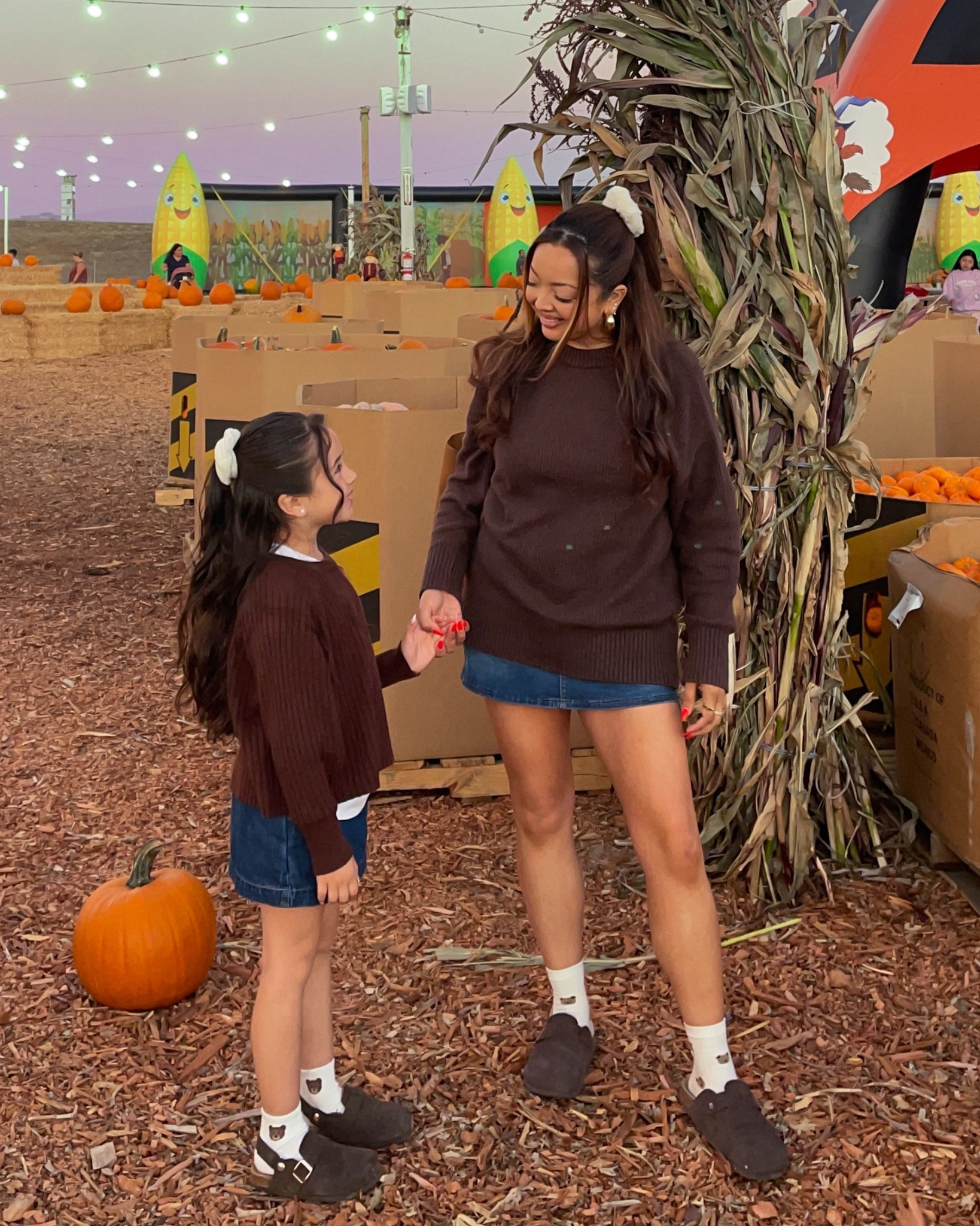 Matching family pumpkin patch outfits, pumpkin patch outfit, clogs, denim skirt, mother daughter outfits 🤎 

#LTKSaleAlert #LTKStyleTip #LTKFindsUnder50