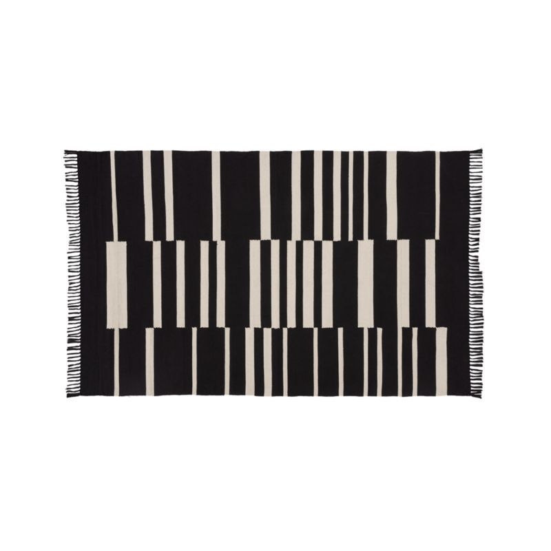 Roland Black Striped Cotton Rug 5'x8' | Crate and Barrel | Crate & Barrel