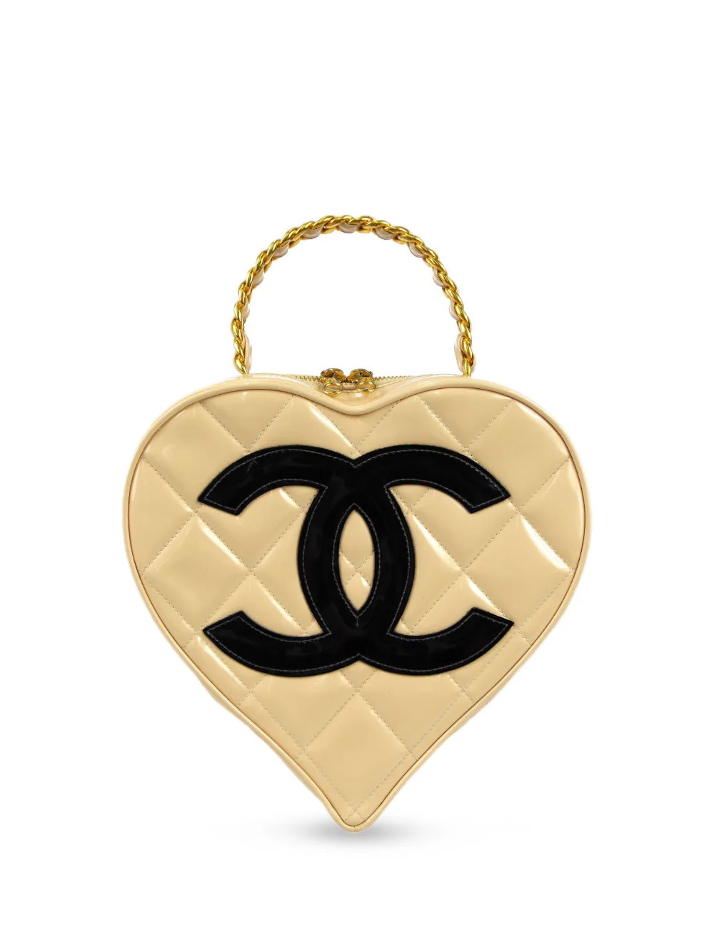 CHANEL Pre-Owned 1995 CC patch heart vanity handbag - Yellow | Farfetch Global