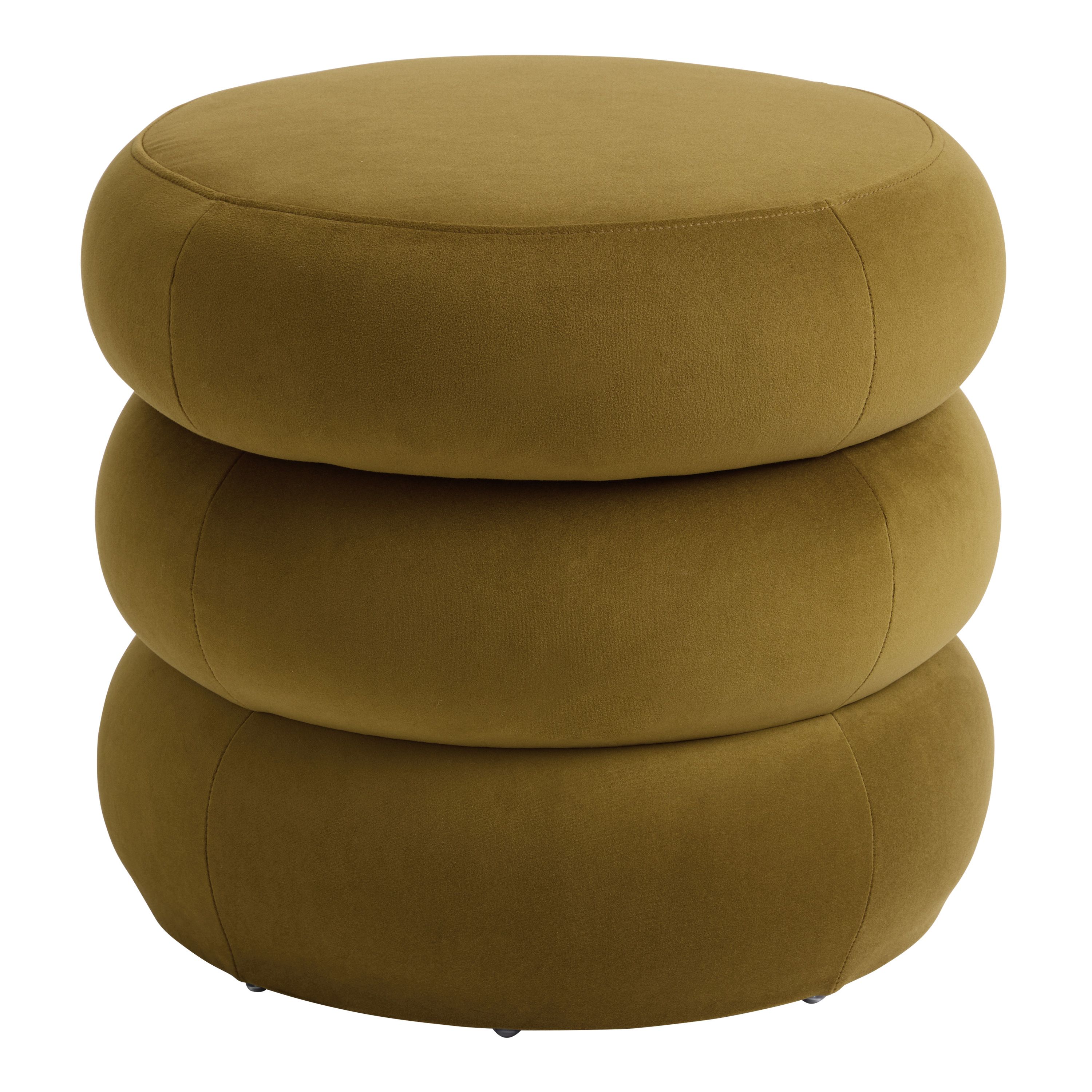 Farrow Round Velvet Tiered Upholstered Storage Ottoman | World Market