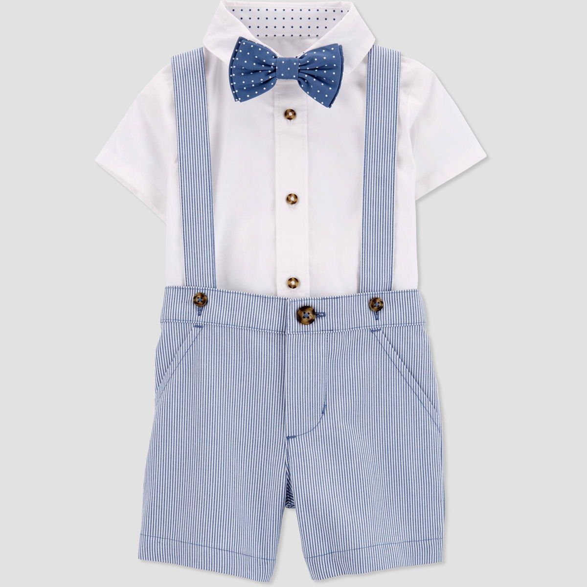 Carter's Just One You® Baby Boys' Striped Suspender Top & Shorts Set with Bow Tie - Blue/White | Target