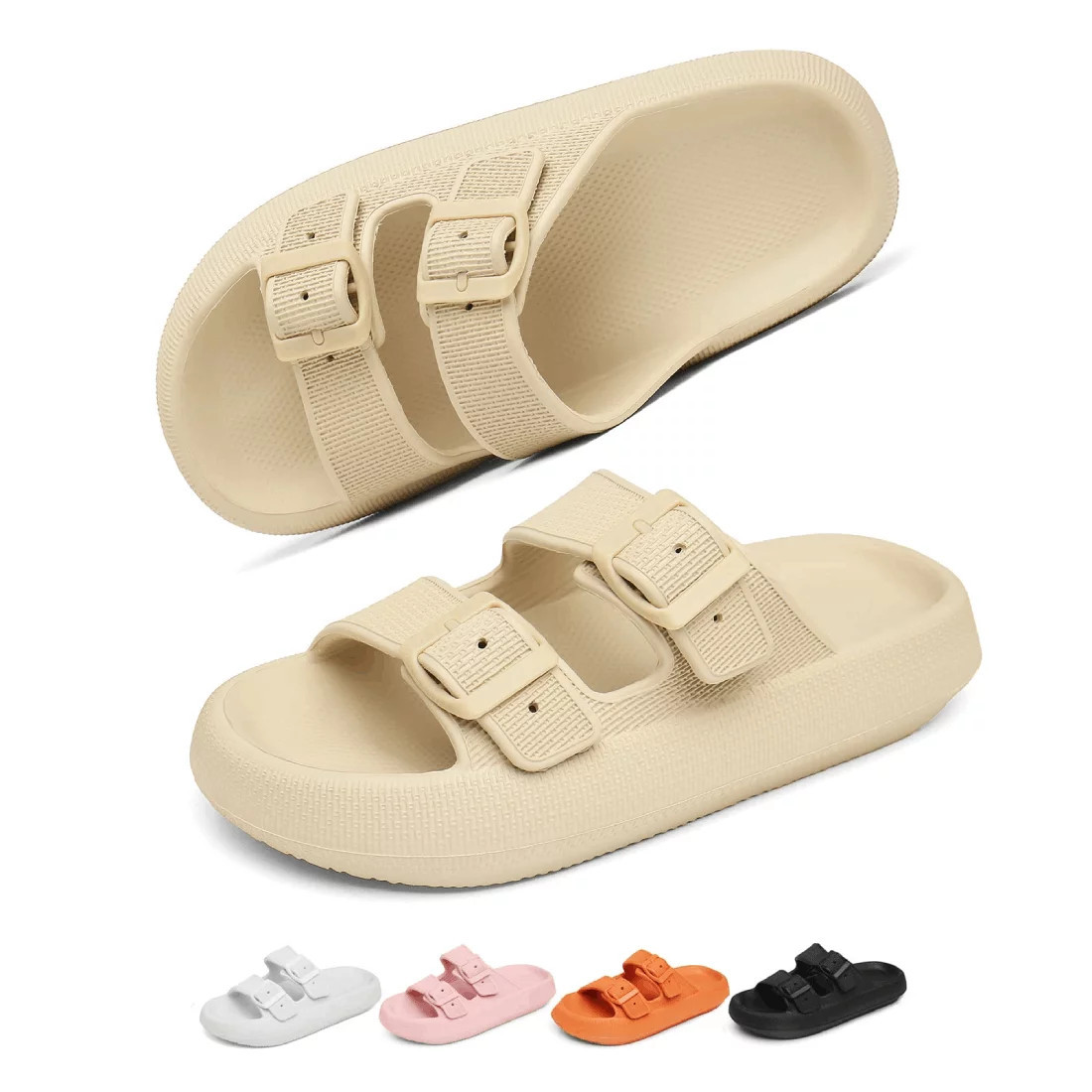 Ev SpacesSlides Sandals Women Men Cloud Slippers Adjustable Buckles House Shower Shoes Cushion So... | Walmart (US)