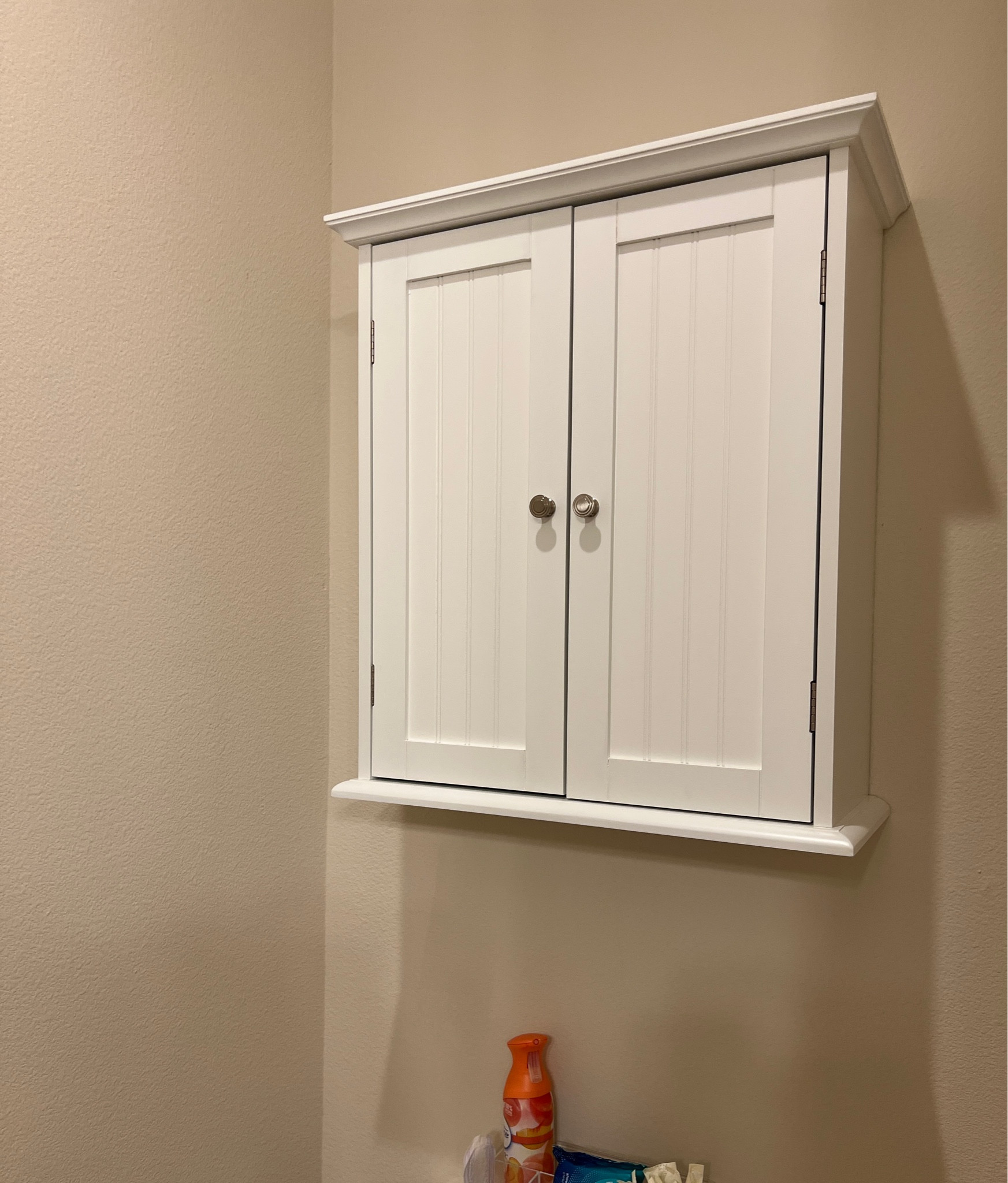 Love this medicine cabinet!!! It’s perfect for over toilet and has such great space! #medicinecabinet #bathroom 