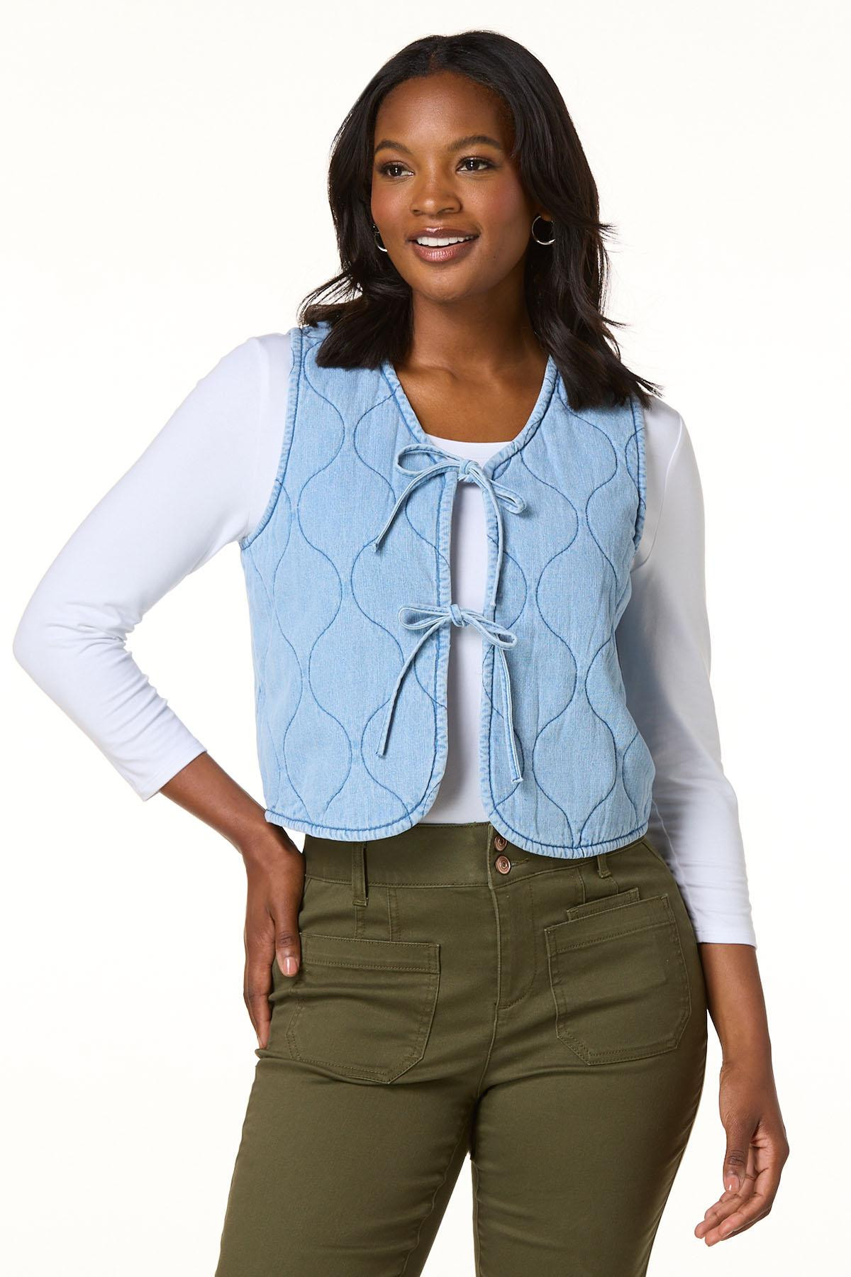 Quilted Tie Front Vest | Cato Fashions