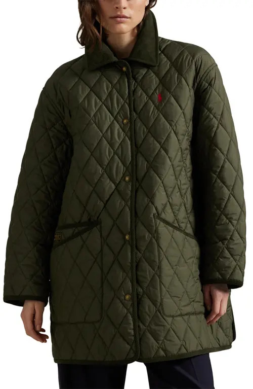 Polo Ralph Lauren Water Repellent Quilted Barn Jacket in Ranger Green at Nordstrom, Size Large | Nordstrom