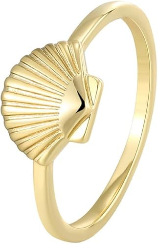 Dainty Scallop Sea Shell Statement Ring for Women Girls 14K Gold Plated Fashion Boho Tropical Sta... | Amazon (US)