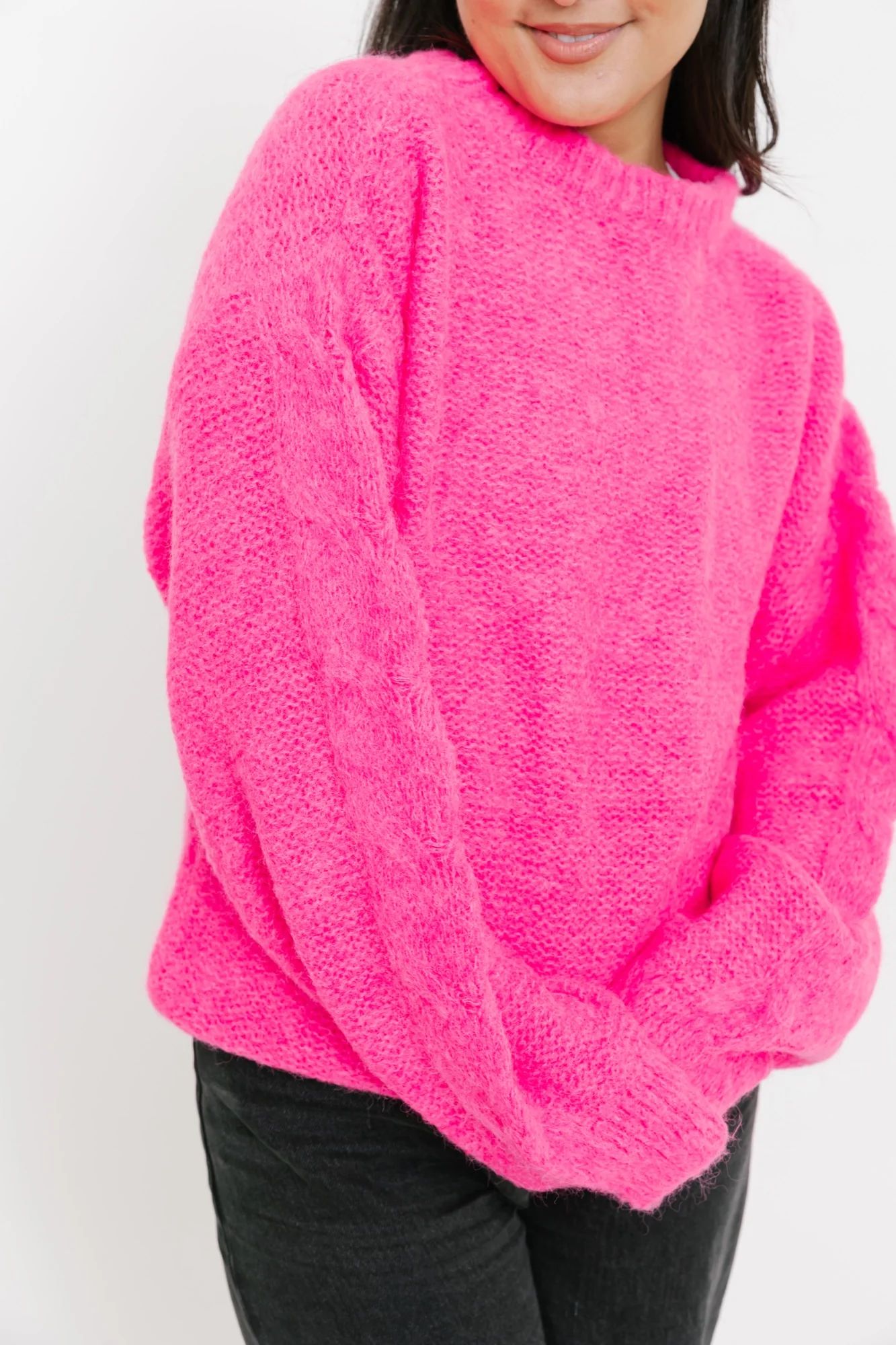 Stella Long Sweater in Hot Fuchsia | SMASH+TESS CA