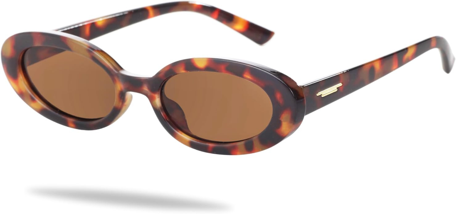 Kursan Retro Small Oval Sunglasses for Women with Thin Face Narrow Style | Amazon (US)