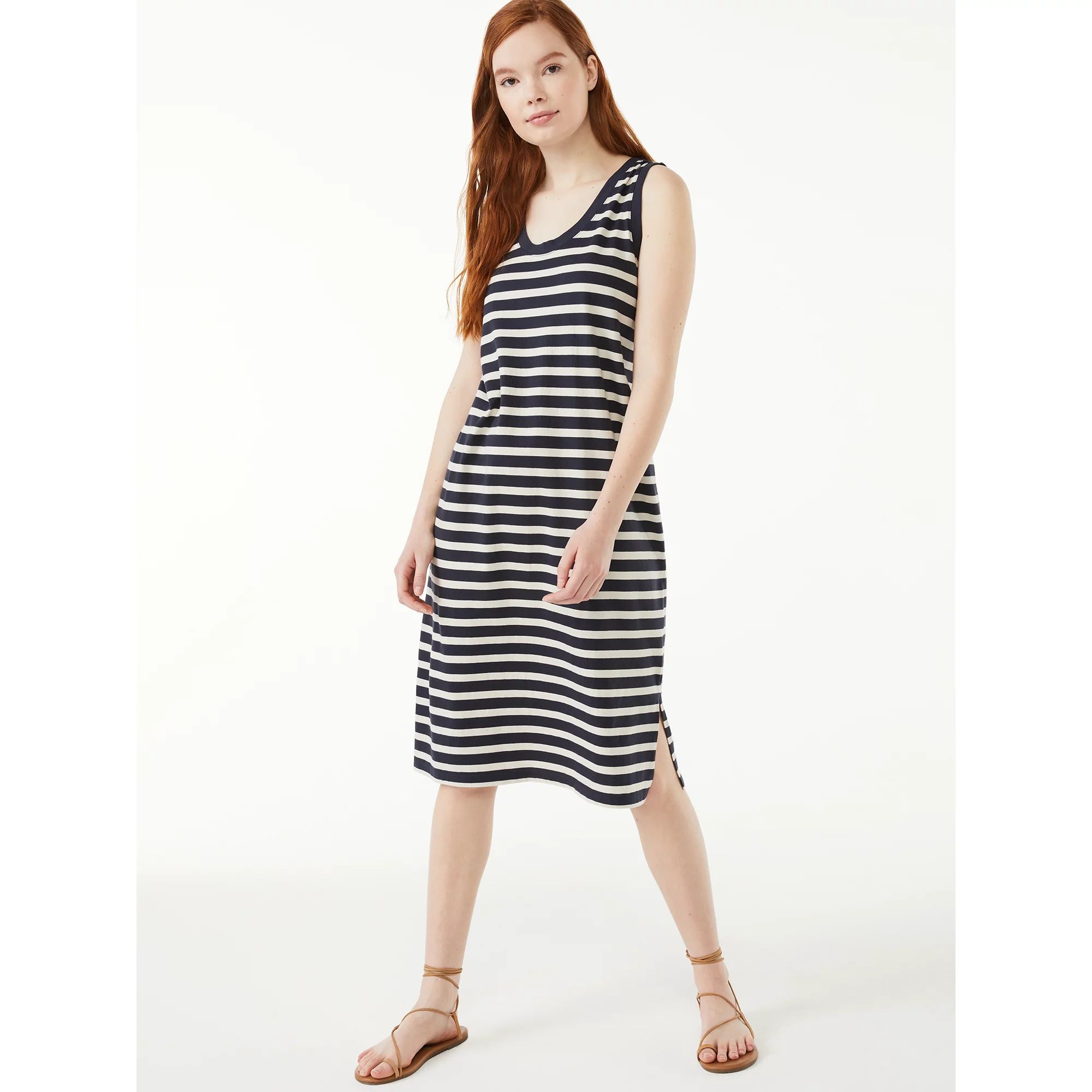 Free Assembly Women's Sleeveless U-Neck Midi Dress | Walmart (US)