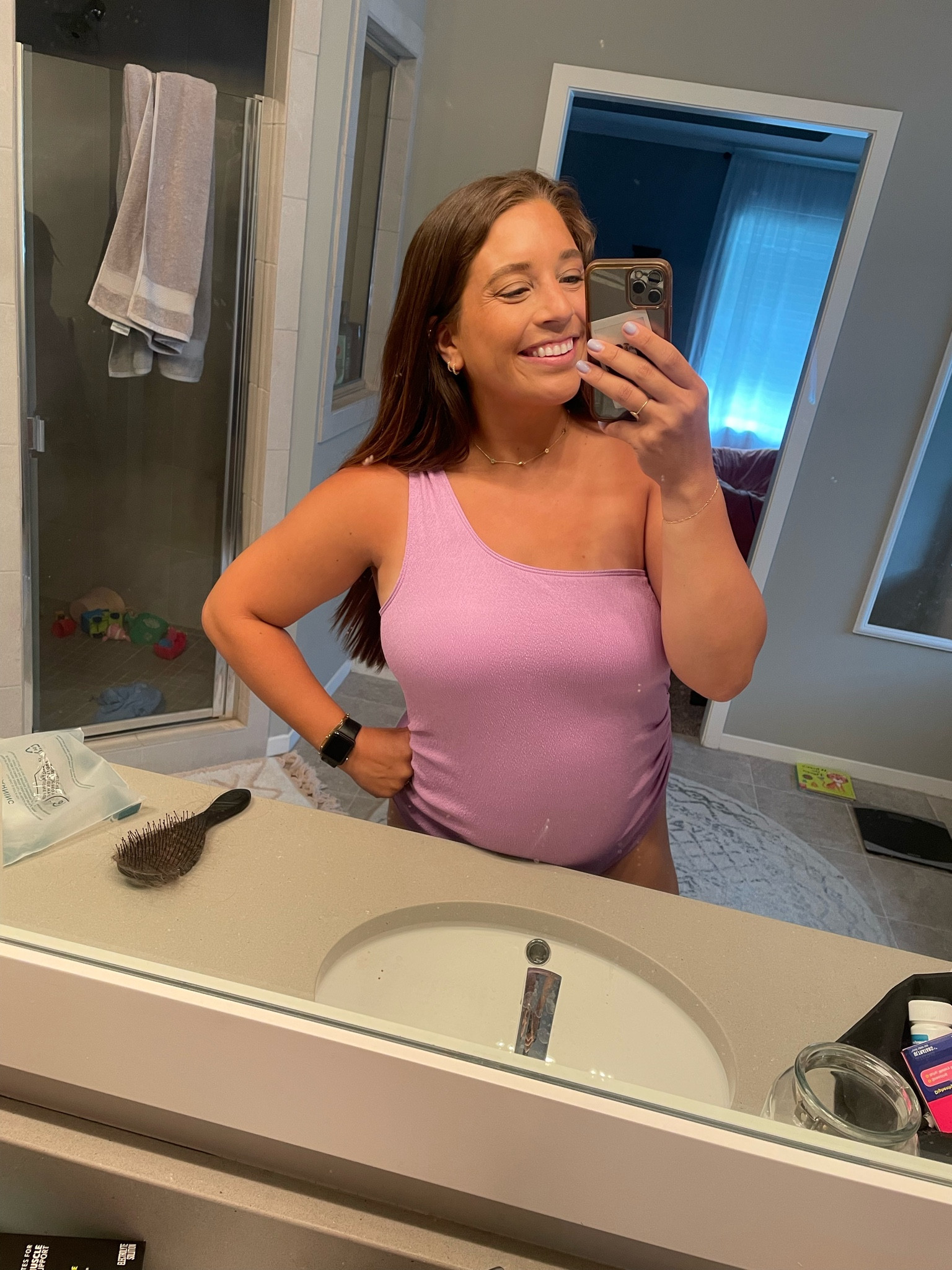 Typically don’t post swim suit pics but this was a great maternity find and affordable! Had other colors as well! I’m going to be 7/8/9 months pregnant this summer so I went up a size to grow with the belly. If I knew I wasn’t going to get large I would have stuck with my normal size medium since it is maternity! 

Great coverage and lots of room to grow!

Maternity swim // swim suit // womens swim // seven months pregnant // eight months pregnant // bump 

#LTKBump #LTKSwim