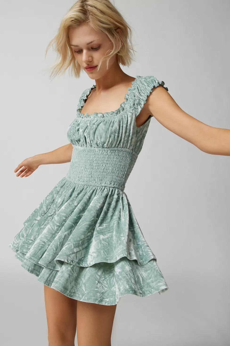 UO Rosie Velvet Romper | Urban Outfitters (US and RoW)