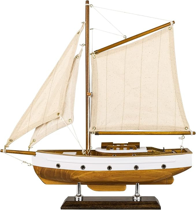 SAILINGSTORY Wooden Sailboat Decor Sail Boat Model Ship Sailing Yacht for Home Decoration Wood Co... | Amazon (US)