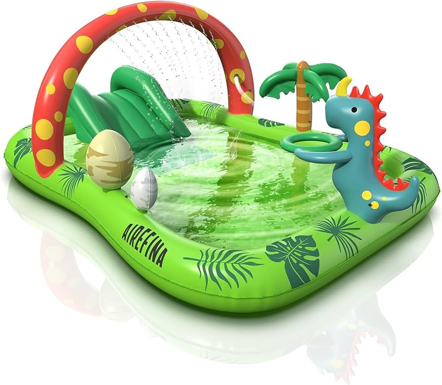 Inflatable Kids Pool, Airefina Dino Planet Inflatable Play Center Kiddie Pool with Water Slide, U... | Amazon (US)