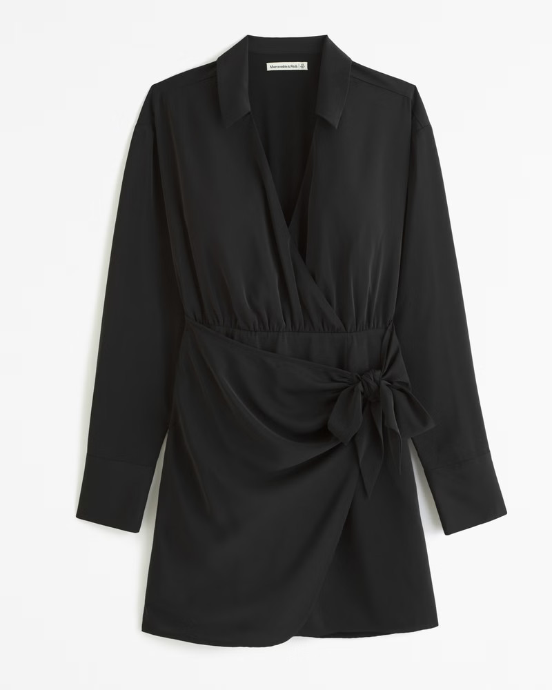 Long-Sleeve Wrap Shirt Dress | Abercrombie & Fitch (US)