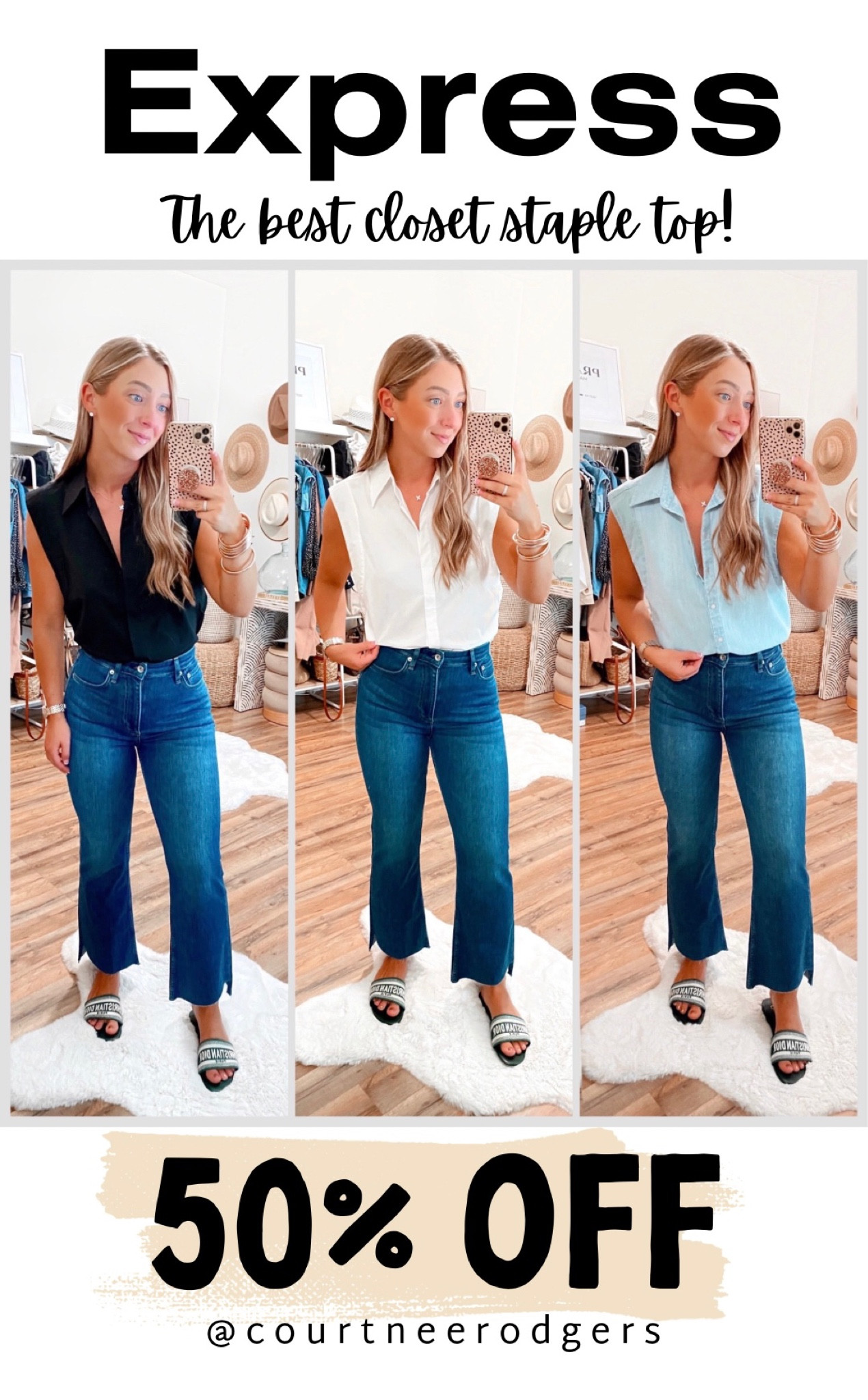 The best closet staple! 50% off! Wearing my true size small!

Express, basics, workwear, denim 

#LTKstyletip #LTKfindsunder100 #LTKsalealert