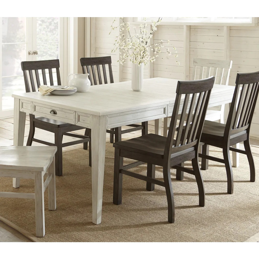 Cottonville White Wooden 80-inch Farmhouse Storage Dining Table by Greyson Living - Antique White -  | Bed Bath & Beyond