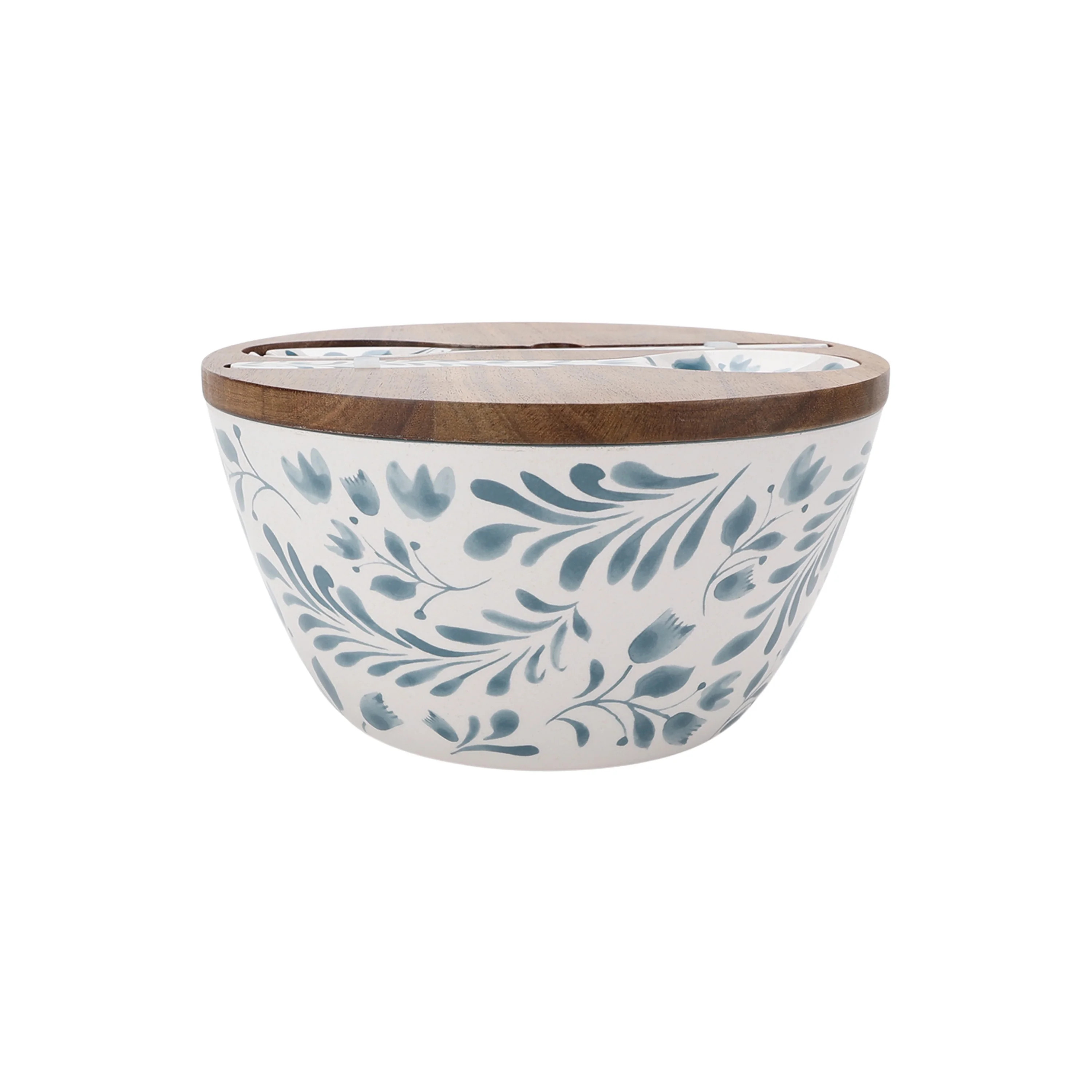 Better Homes & Gardens 4-Piece Bamboo Melamine Salad Serving Bowl and Utensil Set with Acacia Woo... | Walmart (US)