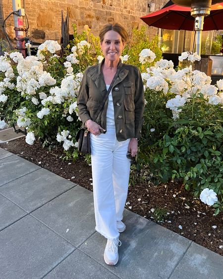 I love starting with a monochromatic base outfit and adding a cute jacket. This olive utility style cropped jacket is from last year so I linked similar. Paired with neutral sneakers for shopping on my vacation.
#midlifestyle #casualoutfit #springfashion #womenover50

#LTKSeasonal #LTKStyleTip #LTKShoeCrush