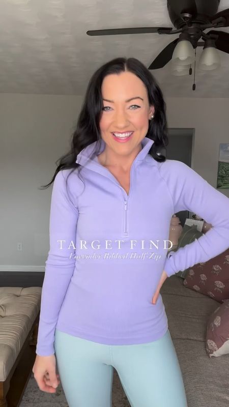 30% off this lavender ribbed half-zip pullover from Target - only $21 today! The color is so beautiful and the quality feels much more expensive than it is! Also comes in pink, orange, and black and sizes XS-4X. Looks great paired with high-waisted leggings or a tennis skirt for spring! And white sneakers, of course! 

Linking a ton of cute activewear from Target that’s on sale today! 

Sizing:
Pullover is a tight, fitted top. I sized up to a medium. Shoes fit TTS, if between sizes I would size up. 

Casual outfit, mom style, sale alert, athleisure, winter ootd, plus size, extended sizes 

#LTKsalealert #LTKSeasonal #LTKfindsunder50