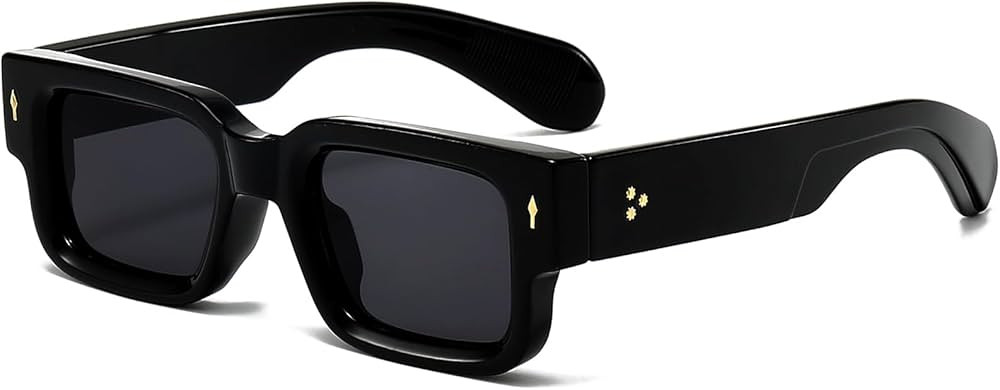 EYLRIM Thick Frame Square Sunglasses for Women Men Chunky Rectangle Sun Glasses Black Shades UV40... | Amazon (US)