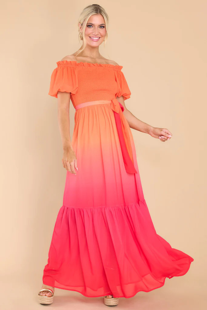 Feel The Fire Orange Red Maxi Dress | Red Dress 