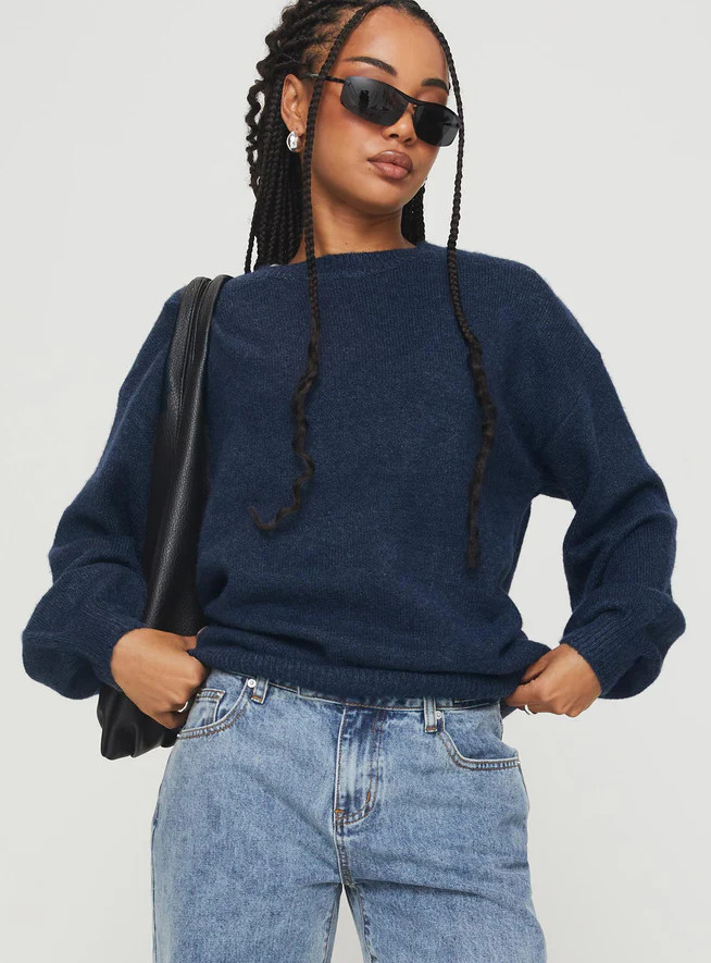 Ryanna Sweater Navy | Princess Polly US