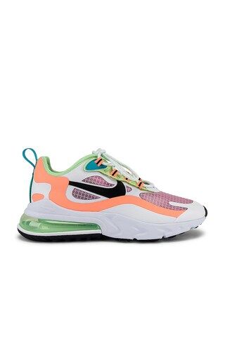 Nike Air Max 270 React SE Sneaker in Light Artic Pink, Black Orange, Pulse White, Vapor Green & O... | Revolve Clothing (Global)