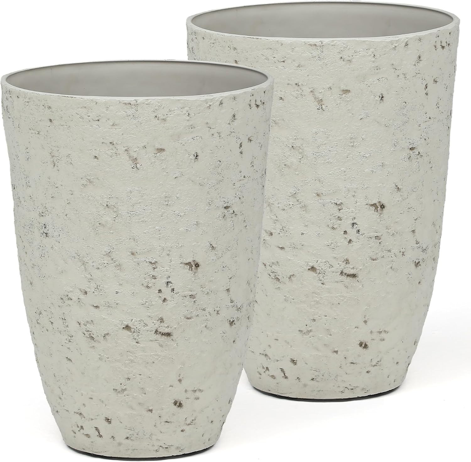 Amazon.com: Autodaya 19.5" Resin Tall Planters for Outdoor Plants, Set of 2 Country White Large F... | Amazon (US)